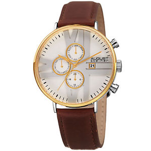 【送料無料】腕時計　シュタイナーカウンタストラップウォッチmens august steiner as8212ygwt 24 hour counter date genuine leather strap watch