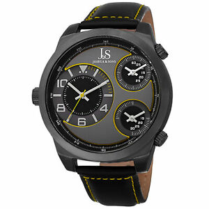 【送料無料】腕時計　メンズジョシュアトリプルタイムゾーンストラップクォーツmens joshua amp; sons js88yl triple time zone genuine leather strap quartz watch