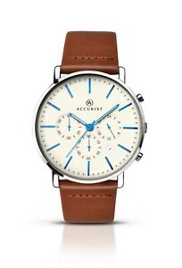 腕時計　クロノグラフウォッチブラウンレザーストラップaccurist gents chronograph watch with brown leather strap 7169 rrp 13999