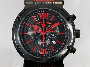 【送料無料】腕時計　スイスシルクスイスクロノグラフレッドシリコンストラップウォッチswiss legend 49mm legato cirque swiss chronograph red silicone strap watch