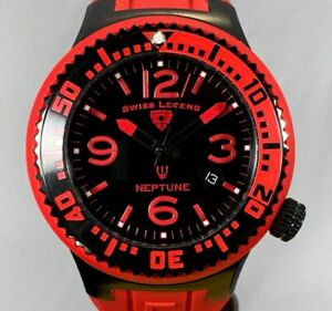 【送料無料】腕時計　スイスネプチューンスイスクオーツステンレススチールラバーストラップウォッチswiss legend red 43mm neptune swiss quartz stainless steel rubber strap watch