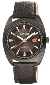 【送料無料】腕時計　＃ブラックスチールケースブラックレザーストラップ