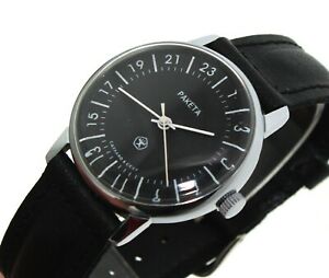 【送料無料】腕時計　ロシアウォッチraketa 24 ore orologio russo nero russian watch