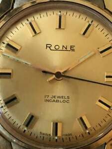 【送料無料】腕時計　メンズビンテージジュエルウォッチストラップmens vintage rone 17 jewel incabloc gp watch fitted to expandable strap