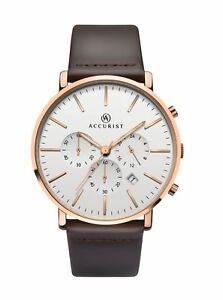 腕時計　クロノグラフウォッチブラウンレザーストラップaccurist gents chronograph watch with brown leather strap 7170 rrp 14999