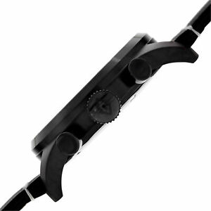 【送料無料】腕時計　スイスクロノグラフオールブラックレザーストラップウォッチ