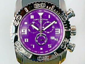 【送料無料】腕時計　スイススイスクオーツクロノグラフシリコンストラップウォッチパープルswiss legend purple 47mm commander swiss quartz chrono silicone strap watch