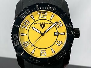【送料無料】腕時計　スイスコマンダースイスクオーツシリコンストラップウォッチswiss legend yellow 47mm commander ii swiss quartz date silicone strap watch
