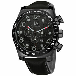 【送料無料】腕時計 ジョシュアクロノグラフウォッチ mens joshua amp; sons js14bk oversized chronograph genuine leather watch