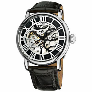 【送料無料】腕時計 メンズスケルトンレザーストラップウォッチakribos xxiv ak540ss mens automatic skeleton water resistant leather strap watch