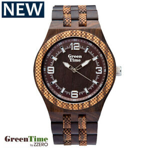 【送料無料】腕時計　orologio green time watch wood zw113c legno sandalo zebrano 43 mm nuovo uomo