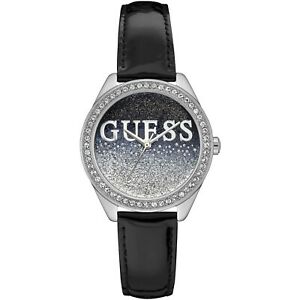 【送料無料】腕時計 ペレドナorologio guess glitter girl w0823l2 watch pelle nera lucida donna zirconi