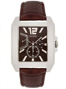【送料無料】腕時計 ブラウンレザーストラップシルバーステンレスケース authentic guess u13537g2 brown leather strap silvertone stainless case watch