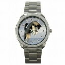 【送料無料】腕時計　ハスキーシベリアンスレッドステンレススチールウォッチhusky puppy siberian sled dog lover stainless steel watch