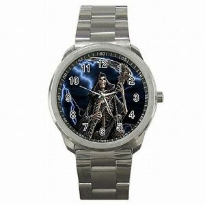 【送料無料】腕時計　スケルトンハロウィーンステンレススチールウォッチgrim reaper skeleton halloween stainless steel watch