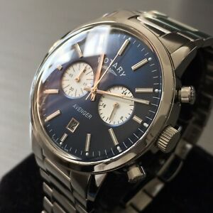 【送料無料】腕時計　エイヴンクロノグラフスチールmens rotary watch aveneger gb0273005 navy blue chronograph steel genuine