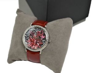 【送料無料】腕時計 ワイルドフラワーレッドレザーストラップウォッチguess womens little wildflower quartz watch with red leather strap w0821l1