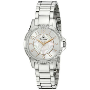【送料無料】腕時計　ステンレススチールクリスタルbulova stainless steel crystal amp; motherofpearl watch 96l161k women
