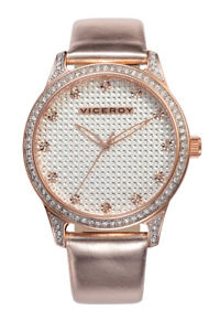 【送料無料】腕時計　ヴァイスロイローズゴールドホットピンクメタリックレザーウォッチviceroy womens 4070097 rosegold ip crystals pink metallic leather watch(2)