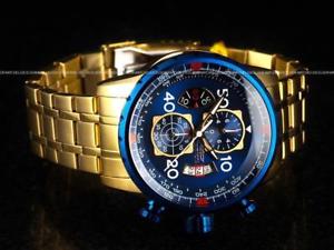 invicta mens 48mm aviator chronograph furnace blue 18k gip ss bracelet watchメンズミリクロノグラフブレスレット※注意※NYからの配送になりますので2週間前後お時間をいただきます。人気の商品は在庫が無い場合がございます。ご了承くださいませ。サイズの種類の商品は購入時の備考欄にご希望のサイズをご記載ください。　携帯メールでの登録ですと楽天からのメールが届かない場合がございます。