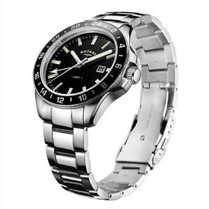 【送料無料】腕時計　ロータリーハバナステンレススチールブレスレット￥rotary gb0501704 gents havana stainless steel gmt bracelet watch rrp 165