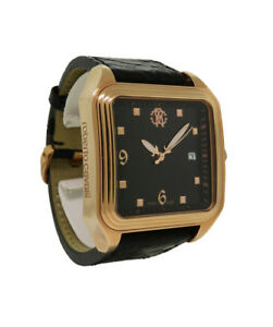 【送料無料】腕時計 ロベルトキャバリメンズスクエアアナログクロコダイルウォッチ