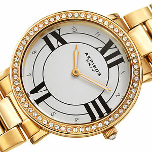 【送料無料】腕時計　スワロフスキーゴールドステンレススチールブレスレットwomens akribos xxiv ak1036rg swarovski gold stainless steel bracelet watch