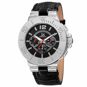 【送料無料】腕時計　メンズジョシュアタイムゾーンレザーストラップウォッチmens joshua amp; sons js96ssb two time zone date complication leather strap watch(2)