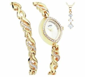 【送料無料】腕時計　レディースネックレスレディースブレスレットセットlimit ladies gold coloured watch, pendant and bracelet set best gift for ladies