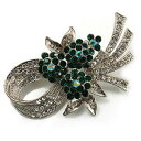 【送料無料】アクセサリー ネックレスガラスブローチグリーンエメラルドimpresionante arco corsage cristal broche transparente y verde esmeralda(4)