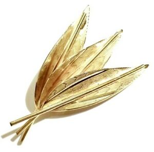 【送料無料】アクセサリー　ネックレスブローチヴィンテージリリーフbroche bijou vintage feuilles finement grav en relief couleur or poli * 3338