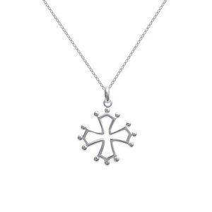 【送料無料】アクセサリー　ネックレスコリアークロイロクシタンアルジェントマッシフcollier croix occitane en argent massif longueur au choix 45cm ou 50cm