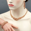 【送料無料】アクセサリー ネックレスピンクゴールドイヤリングブレスレットクリスタルネックレスchapado en oro rosa collar con cri...