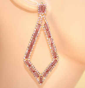 アクセサリー　ネックレスピンクゴールドorecchini oro rosa pendenti donna strass rombi cristalli eleganti cerimonia e150