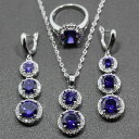 【送料無料】アクセサリー ネックレスネックレスイヤリングスターリングシルバーリングブライダルセットスイートjoyera collar de cristal prpura set aretes anillo mujer plata de ley nupcial(4)