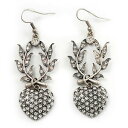 【送料無料】アクセサリー ネックレスアンティークシルバーハートクリスタルファッションイヤリングドロップantique silver heart crystal drop fashion earrings|詳細画像
