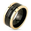 【送料無料】アクセサリー　ネックレスステンレススチールリングブラックピンクワイヤーaf anillo de acero inoxidable negro, rosado 10mm ancho incrustado alambre 60