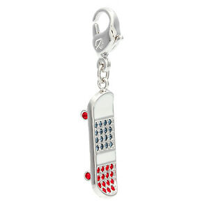 【送料無料】アクセサリー　ネックレススワロフスキークリスタルスケートボードcristal de swarovski rojo azul pav patineta encanto rrp 39 nuevo