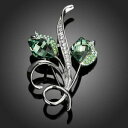 【送料無料】アクセサリー ネックレスグリーンラインストーンクリアクリスタルブローチピンオーストリアsparkle blanco rhinestone claro verde austria cristal flor broche pin bisutera(4)