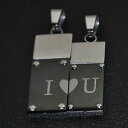 【送料無料】アクセサリー ネックレスステンレススチールチェーンペンダントブラックカップルcadena compaeros i love you acero inox 2 colgante pareja negro 2