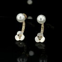 【送料無料】アクセサリー ネックレスイヤリングイヤージャケットパールホワイトクローバーpendientes ear chaqueta es oro perla ncar trbol blanco matrimonio g4
