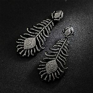 【送料無料】アクセサリー　ネックレスシルバーペンダントイヤリングペンpendientes plateado negro colgante grande pluma largo matrimonio xx 10