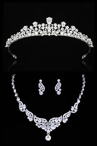 ̵ۥ꡼ͥå쥹ƥ饪ȥꥢꥹڥȥͥå쥹nupcial boda dama de honor collar pendiente tiara conjunto de cristal austriaco