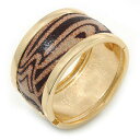 【送料無料】アクセサリー ネックレスメッキワイドゼブラプリントヒンジブレスレットベージュブラックamplia zebra print con bisagras brazalete pulsera en oro chapado beigenegro 18cm