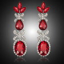 【送料無料】アクセサリー　ネックレストンプソンイヤリングレッドクリスタルラインストーンシルバーthompson luxury saphira pendientes rojo, cristal, estrs, plateado