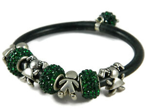 【送料無料】アクセサリー　ネックレスbracciali componibili in gomma nera con elementi di ottone dorati e strass