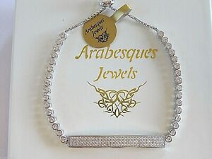 アクセサリー　ネックレスアラベスクスターリングシルバークリスタルカフブレスレットテニスコートアイデンティティバーarabesques jewels barra de identidad de plata esterlina y cristal brazaletepul