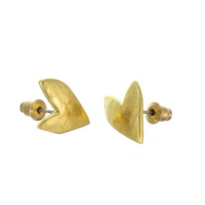 アクセサリー　ネックレスピンハートイヤリング* golden danon joyera hermoso martillado asimtrico corazn pendientes con pasador