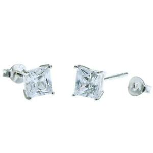 アクセサリー　ネックレスプリンセスラインストーンイヤリングスターリングシルバーカットクリアtdc rhinestone claro corte princesa plata esterlina aretes 6mm