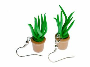 【送料無料】アクセサリー ネックレスアロエベライヤリングハンドメイドaloe vera planta pendientes flores miniblings de maceta katzengras hecho a mano